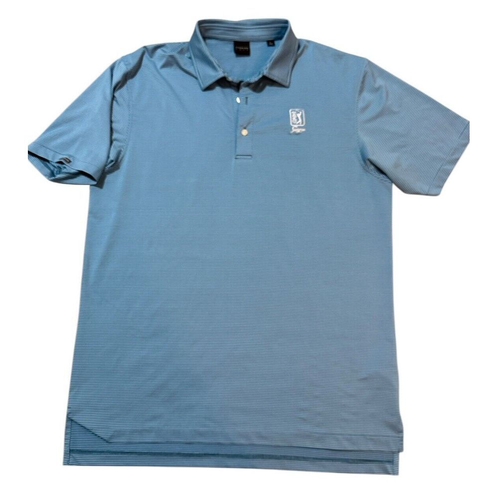 Dunning Golf Polo‎ TPC Sawgrass Men Size Large Blue Stripe